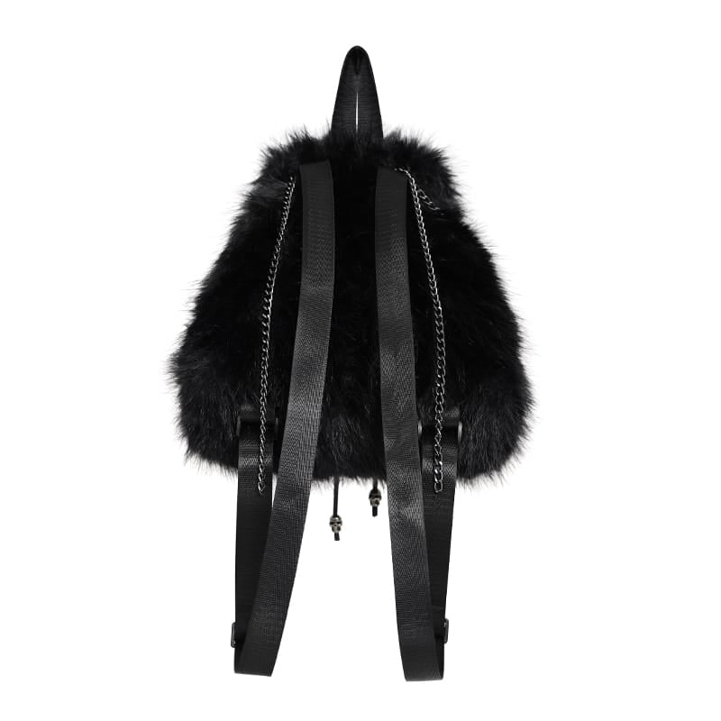 DEVIL FASHION Women's Gothic Plush Chains Spider Backpack Black