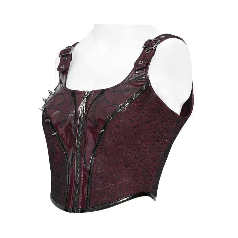 Women's Punk Zip Front Adjustable Strap Bustier - Punk Design