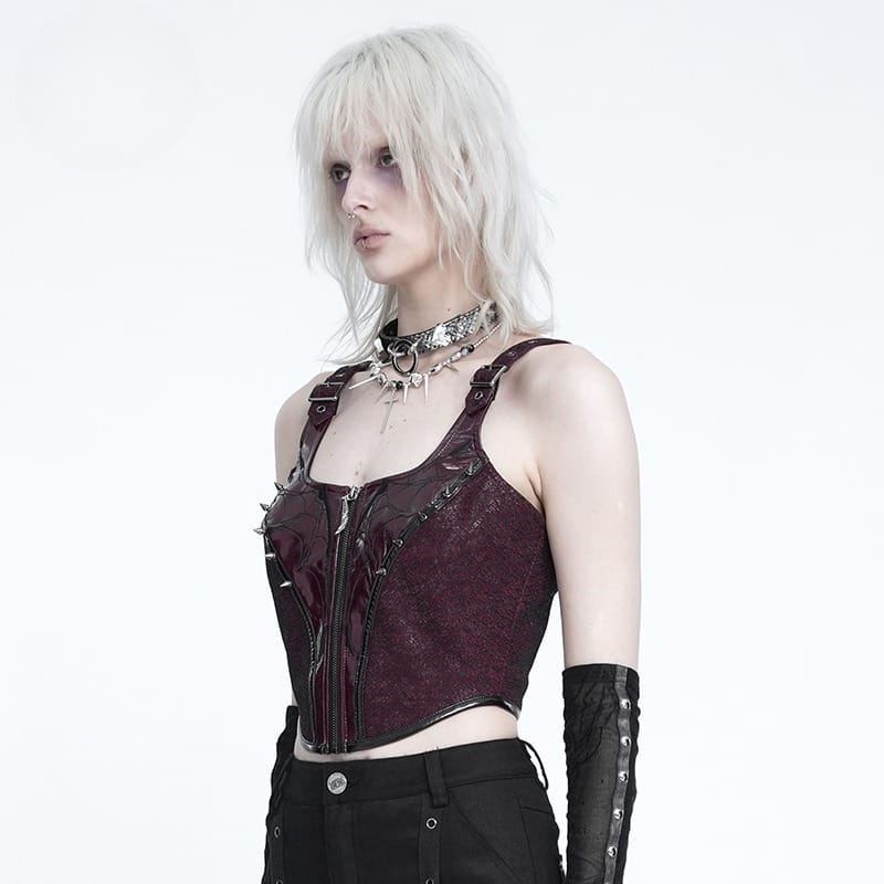 Women's Punk Zip Front Adjustable Strap Bustier - Punk Design