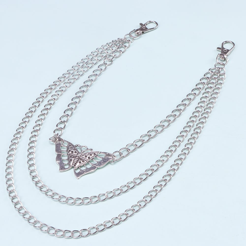 Kobine Unisex Punk Hollow Butterfly Layered Waist Chain