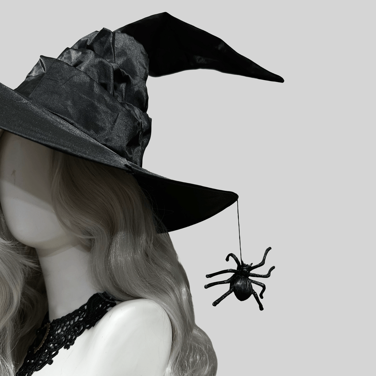 Kobine Women's Gothic Ruched Crooked Witch Hat