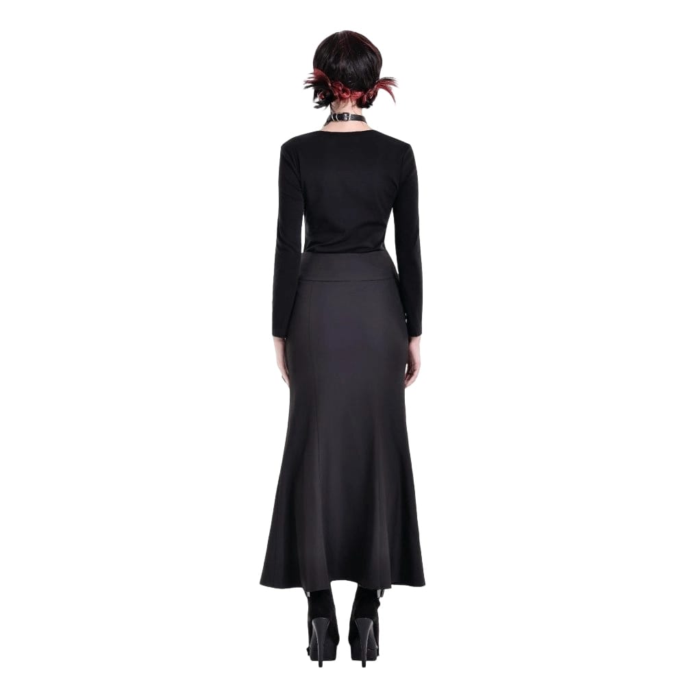 Darkinlove Women's Cyberpunk Lace-up Eyelet Mesh Splice Mermaid Skirt