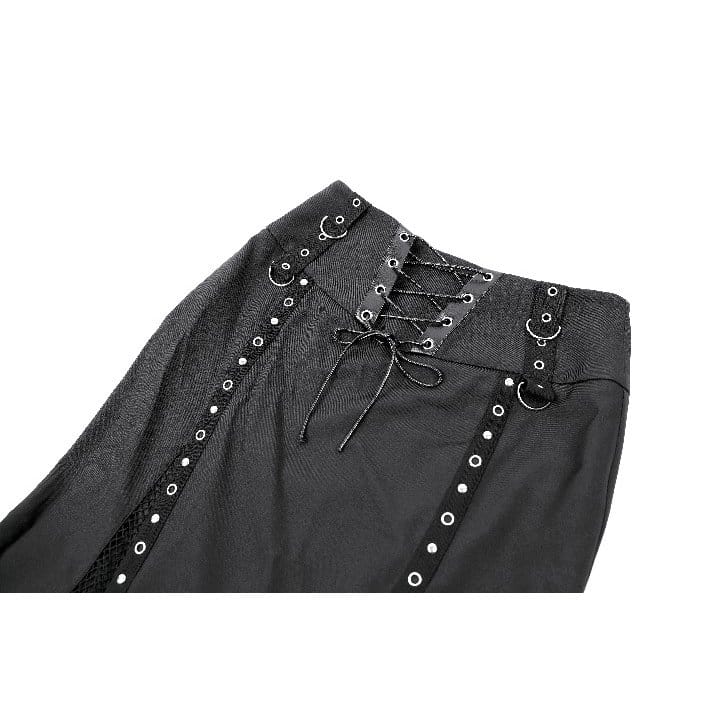 Darkinlove Women's Cyberpunk Lace-up Eyelet Mesh Splice Mermaid Skirt