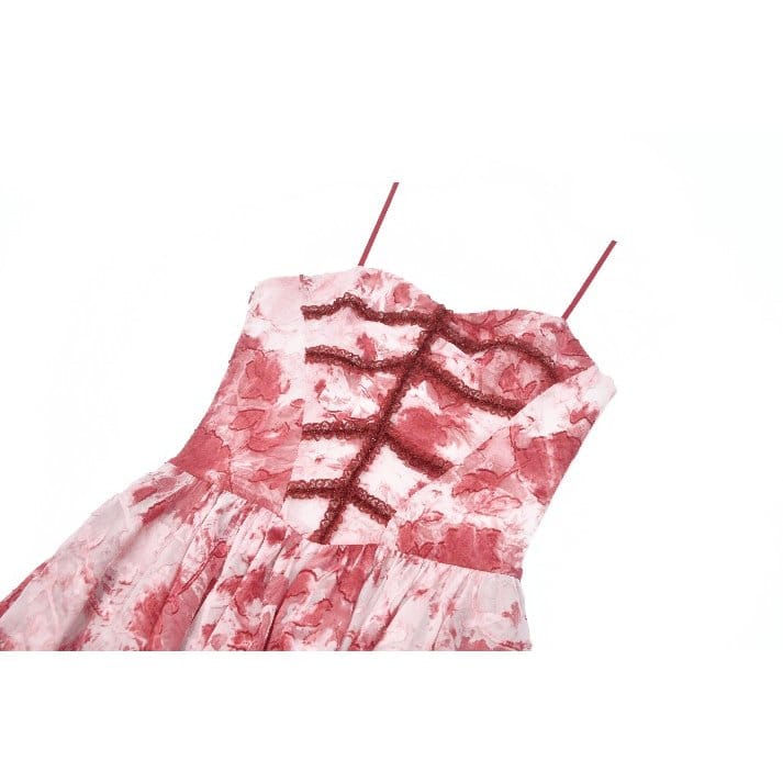 Darkinlove Women's Gothic Asymmetric Tiered Tie-dye Slip Dress