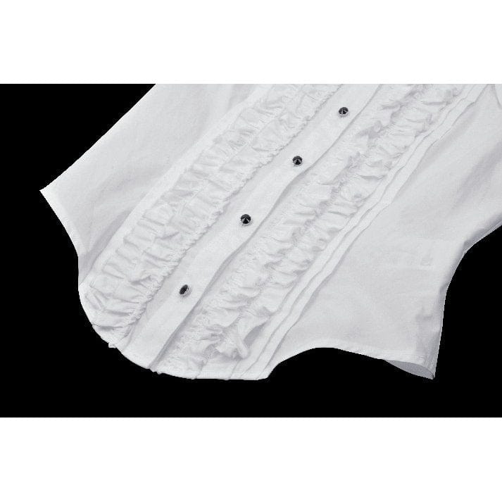 Darkinlove Women's Gothic Bat Collar Ruffled Shirt