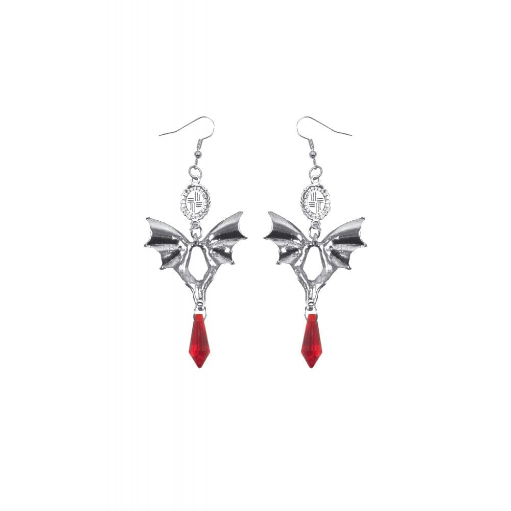 Darkinlove Women's Gothic Bat Ruby Earrings