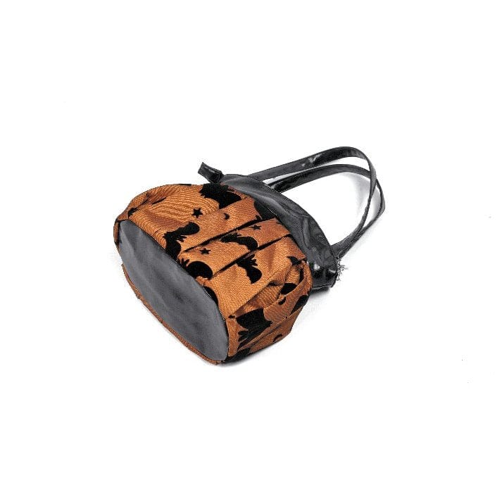 Darkinlove Women's Gothic Bat Star Moon Pattern Pumpkin-shaped Handbag