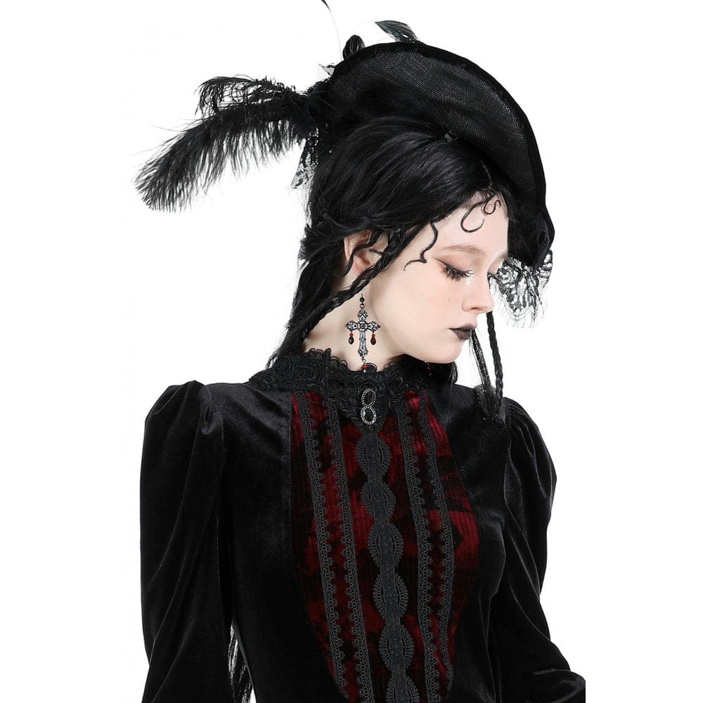 Darkinlove Women's Gothic Beaded Cross Earrings