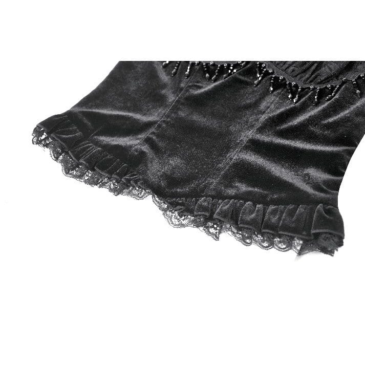 Darkinlove Women's Gothic Beaded Tassel Velvet Bustier