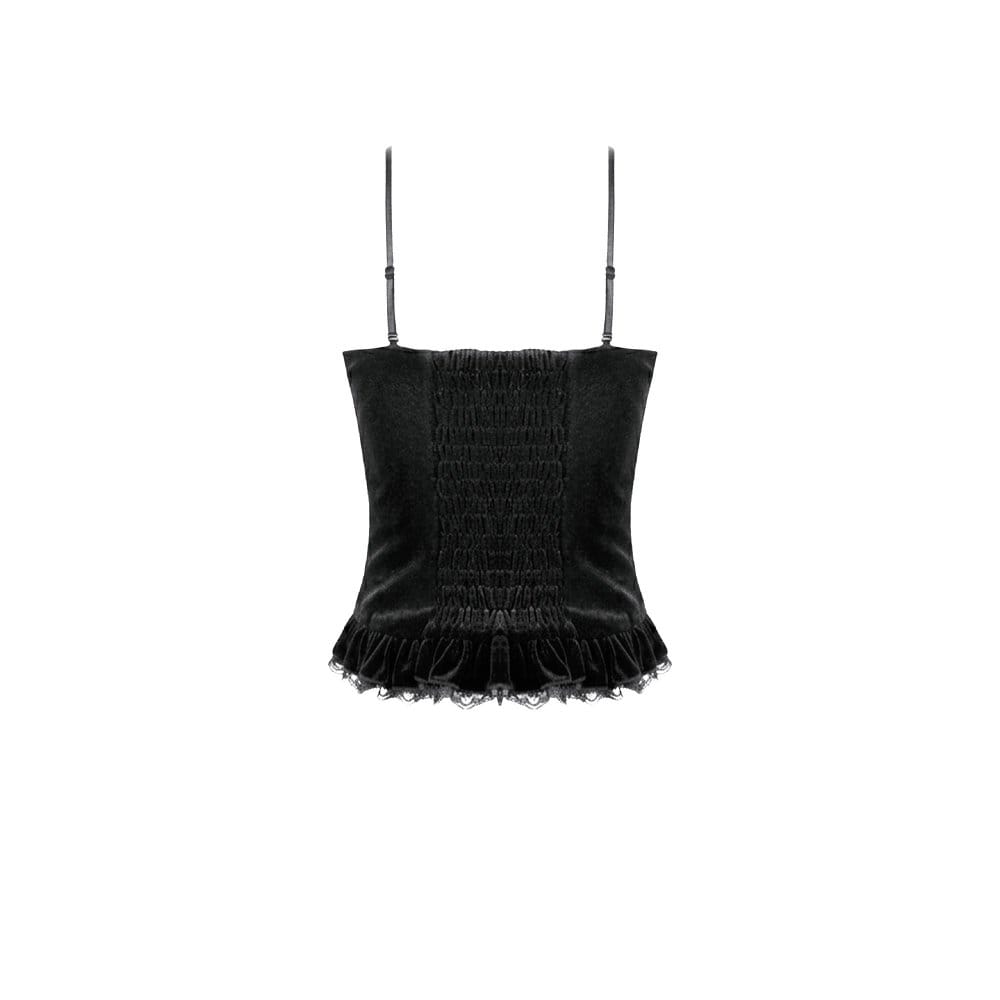 Darkinlove Women's Gothic Beaded Tassel Velvet Bustier