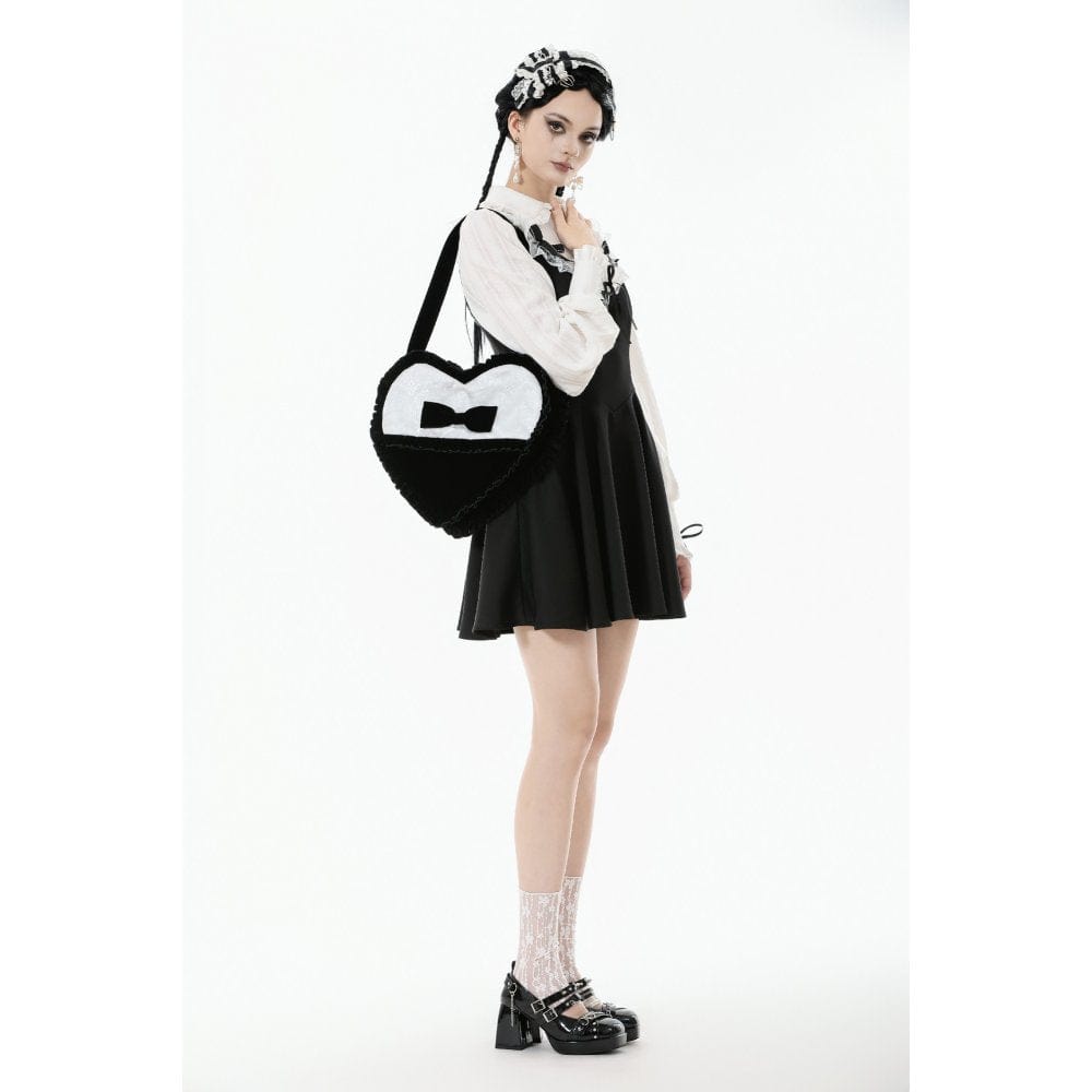 Darkinlove Women's Gothic Bow Black&White Heart Bag