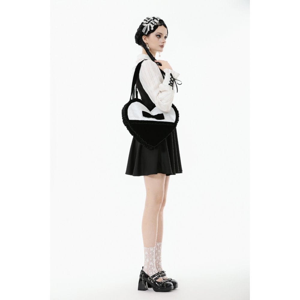 Darkinlove Women's Gothic Bow Black&White Heart Bag