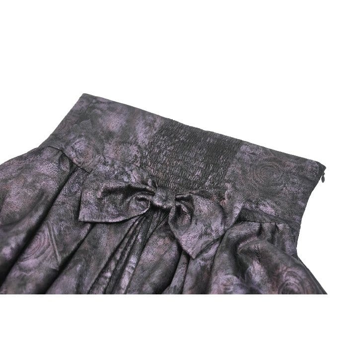 Darkinlove Women's Gothic Butterfly Bowknot Lace-up High-Low Skirt