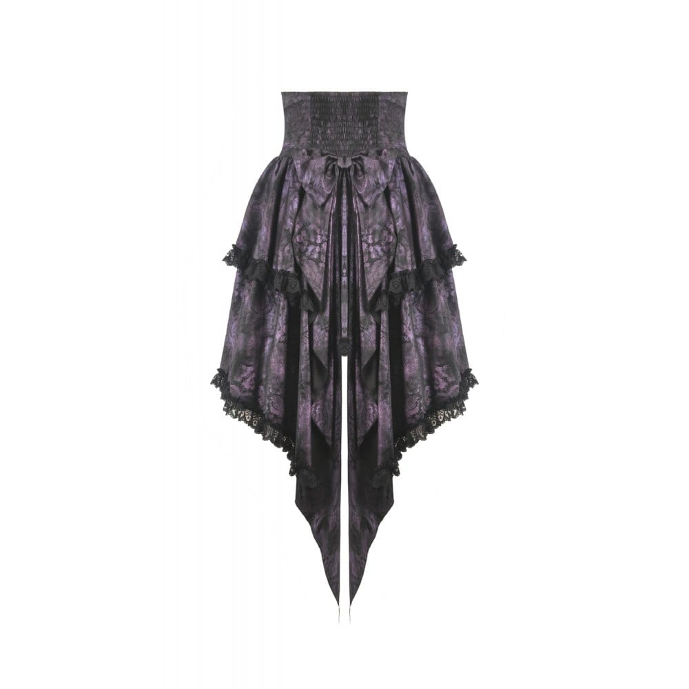 Darkinlove Women's Gothic Butterfly Bowknot Lace-up High-Low Skirt