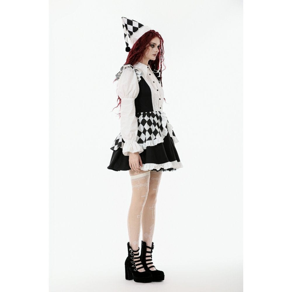 Darkinlove Women's Gothic Contrast Color Harlequin Hat