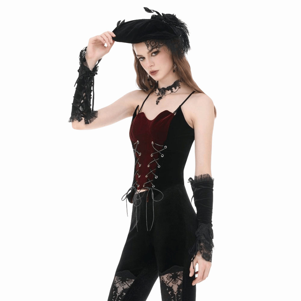 Darkinlove Women's Gothic Contrast Color Lace-up Bustier