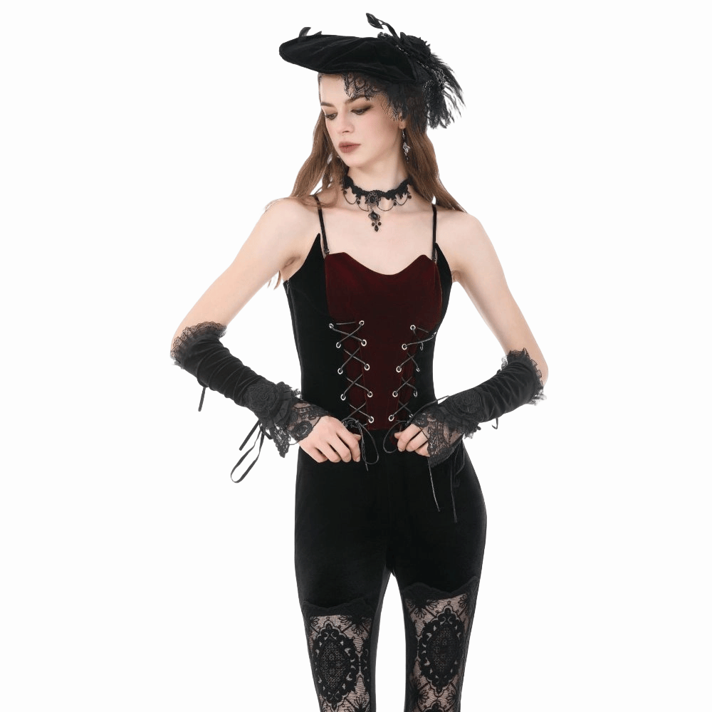 Darkinlove Women's Gothic Contrast Color Lace-up Bustier