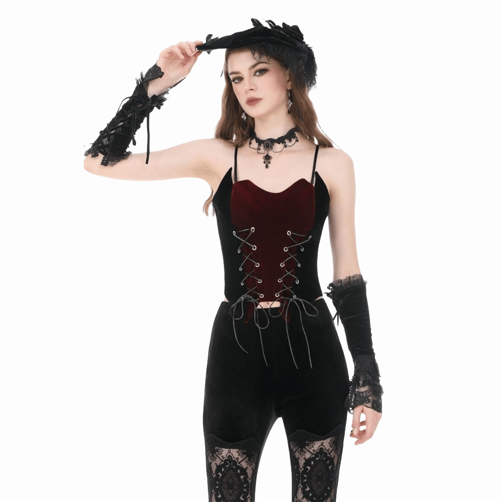 Darkinlove Women's Gothic Contrast Color Lace-up Bustier