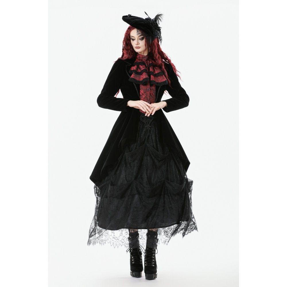 Darkinlove Women's Gothic Contrast Color Mock Two-piece Swallow-tailed Jacket