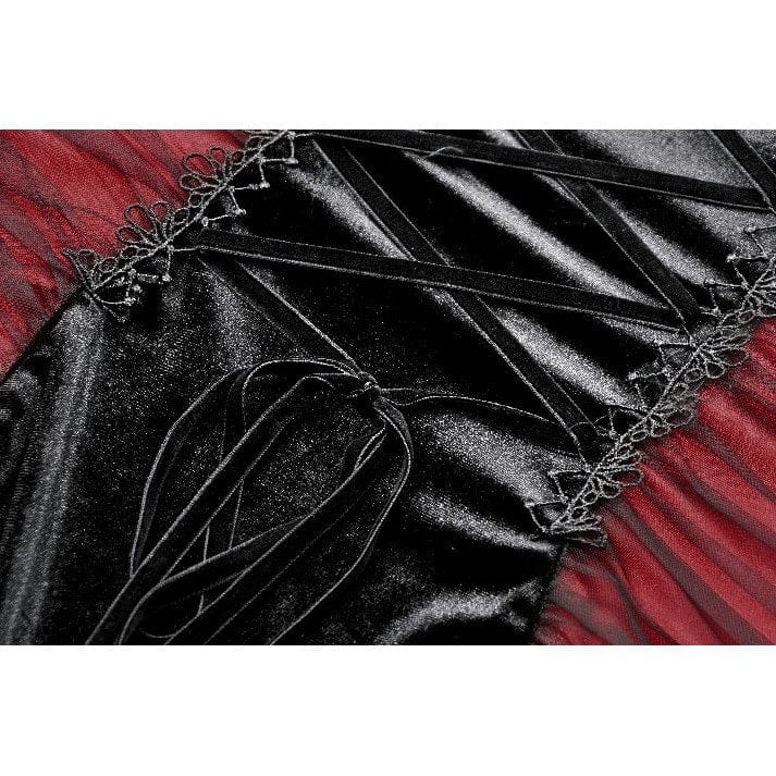 Darkinlove Women's Gothic Contrast Color Velvet Bodycon Dress