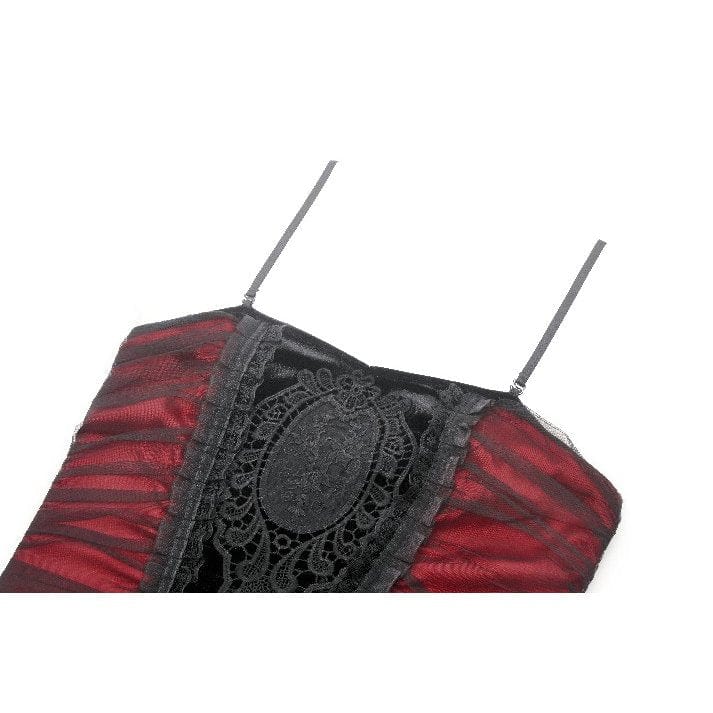 Darkinlove Women's Gothic Contrast Color Velvet Bodycon Dress