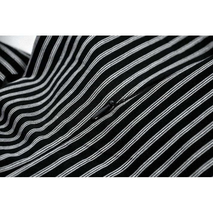 Darkinlove Women's Gothic Cross Bowknot Pinstripe Ruffle-Tier Dress