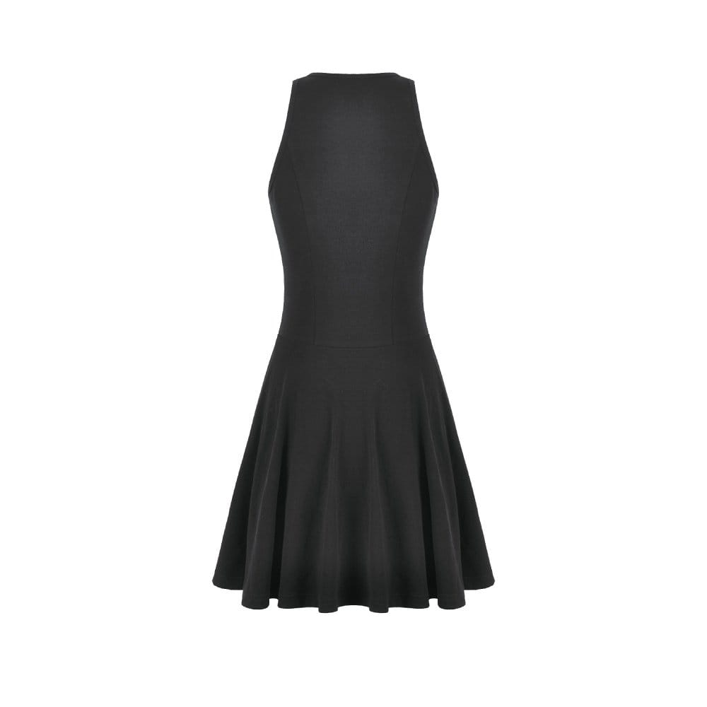 Darkinlove Women's Gothic Cross Plunging Lace-up Short Dress