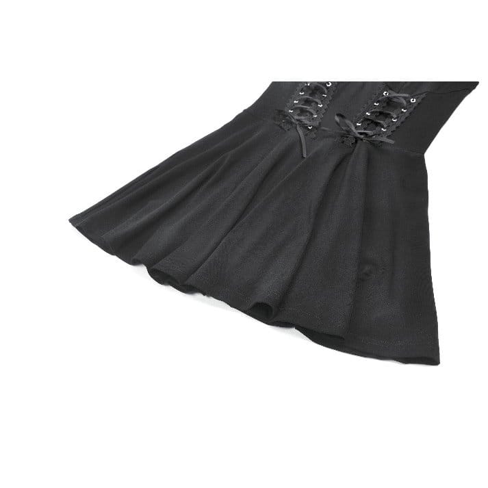 Darkinlove Women's Gothic Cross Plunging Lace-up Short Dress