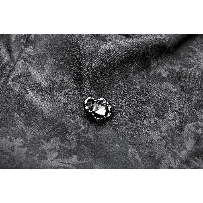 Darkinlove Women's Gothic Cutout Lace Ruffles Jacquard Short Sleeved Shirt