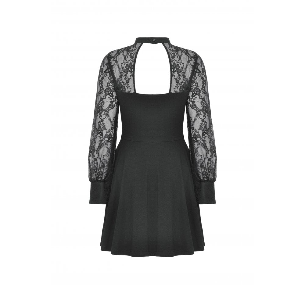 Darkinlove Women's Gothic Cutout Lace Splice Dress