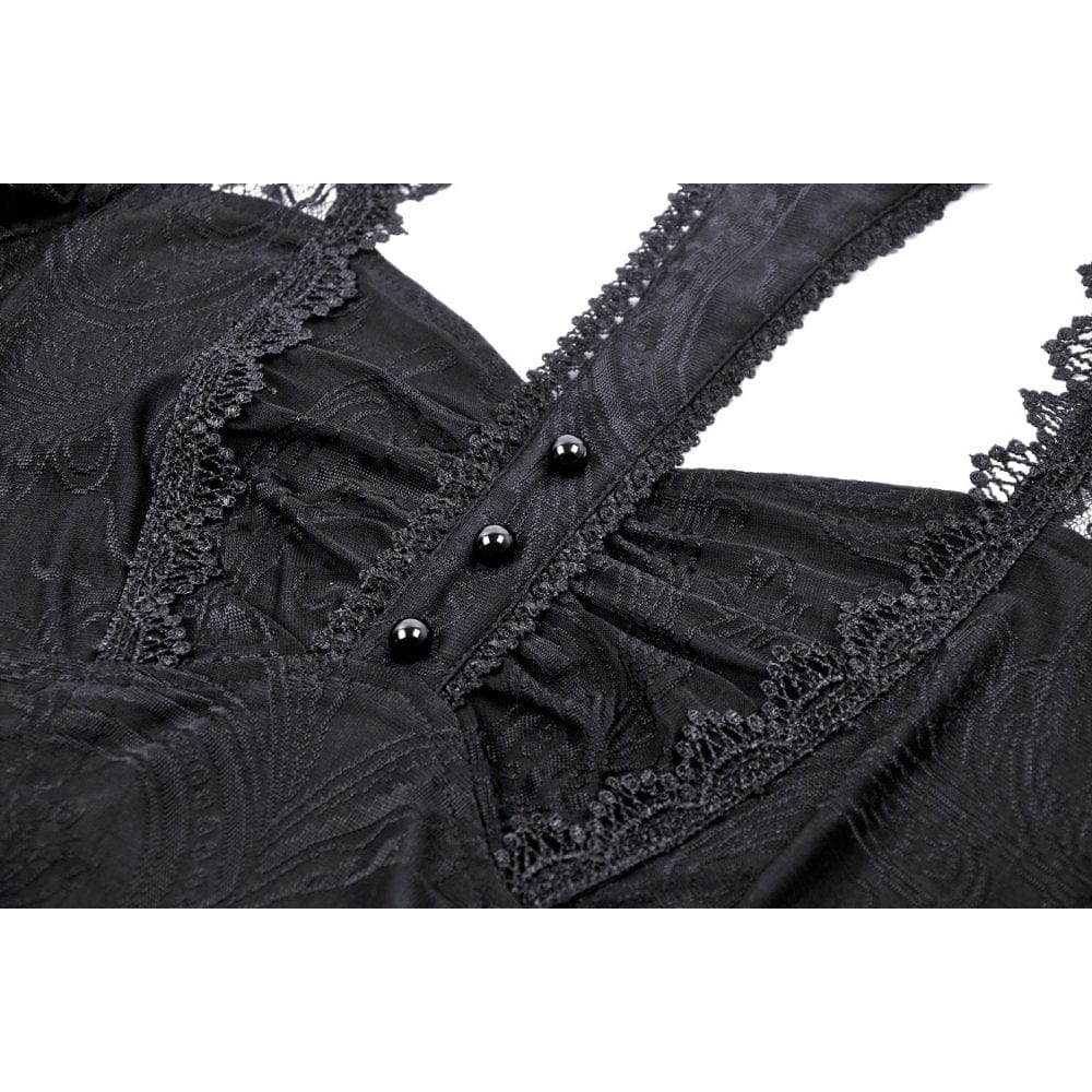 Darkinlove Women's Gothic Cutout Lace Splice Shirt