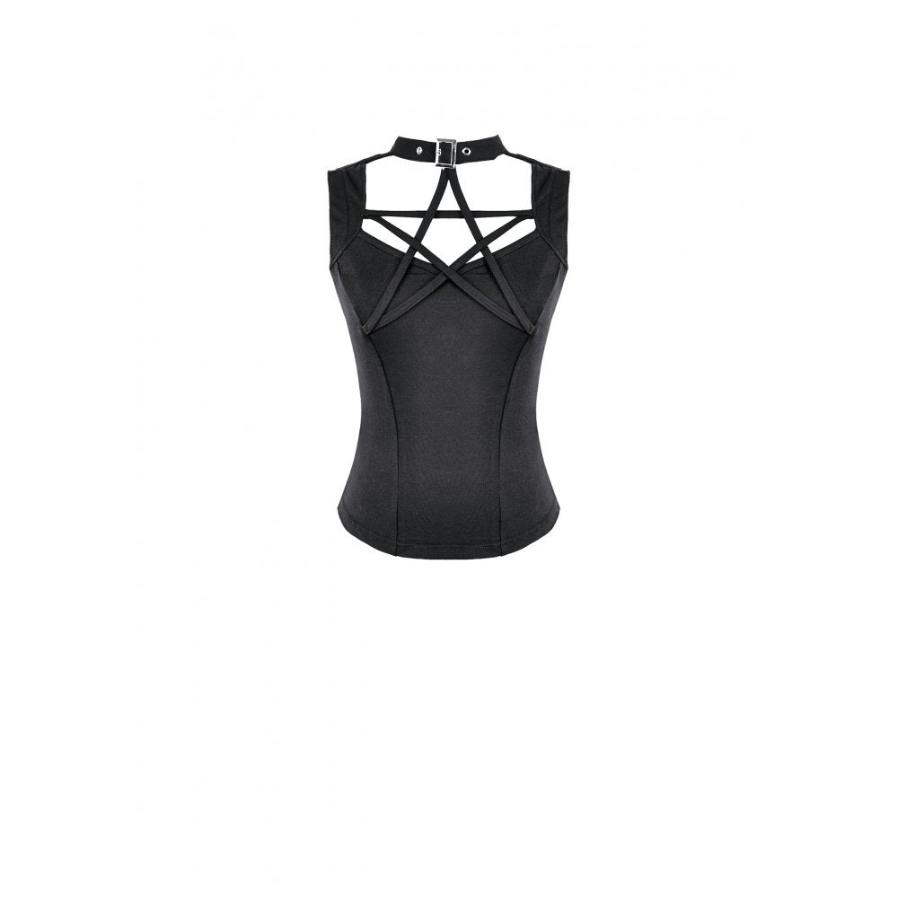 Darkinlove Women's Gothic Cutout Pentacle Buckle Strap Tank Top