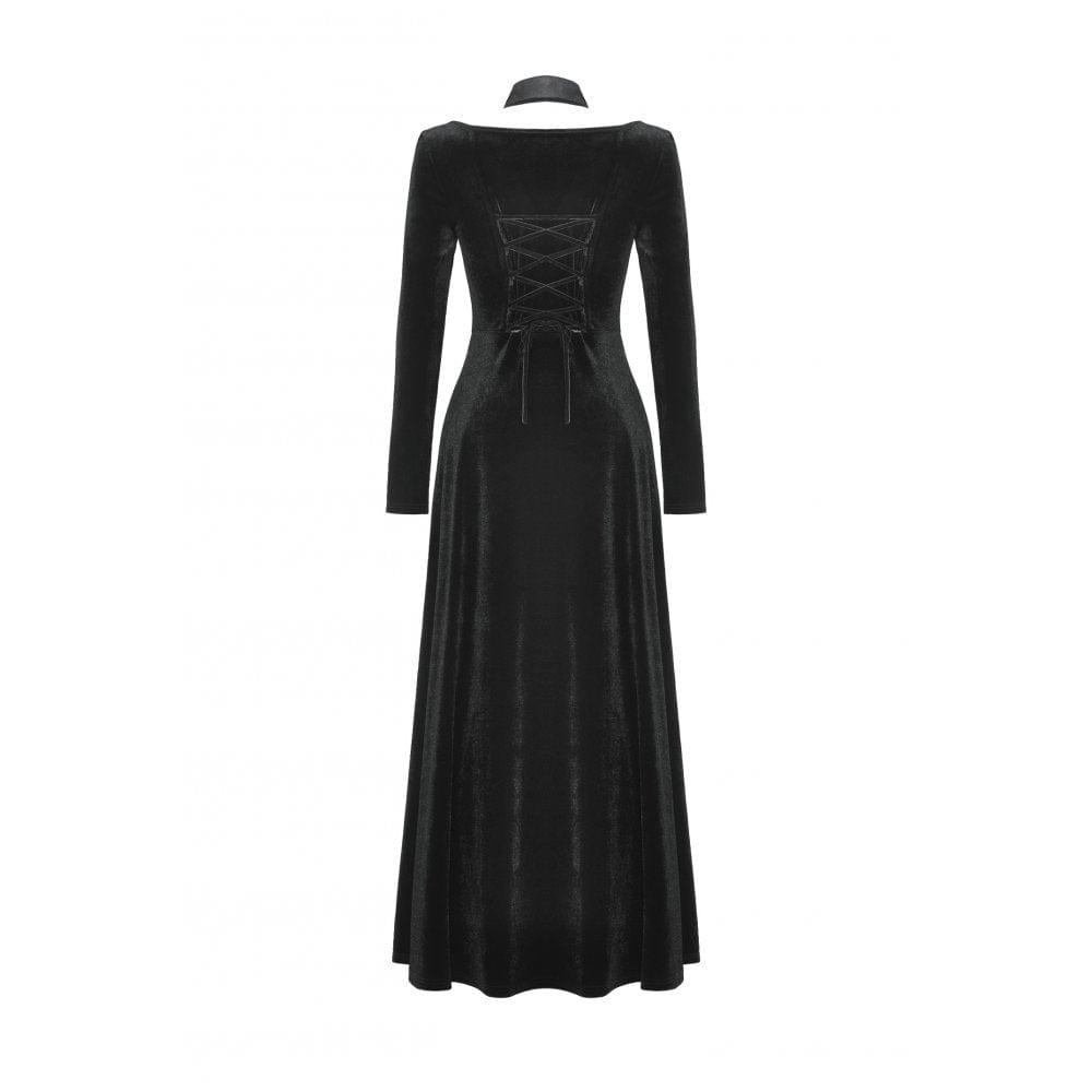 Darkinlove Women's Gothic Cutout Side Slit Velvet Party Dress