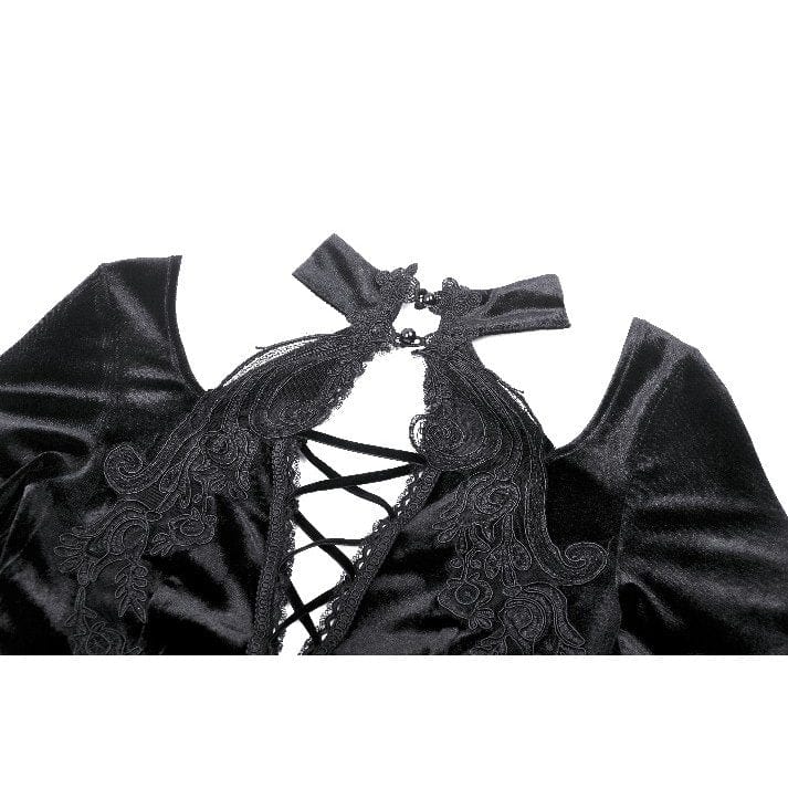 Darkinlove Women's Gothic Cutout Side Slit Velvet Party Dress