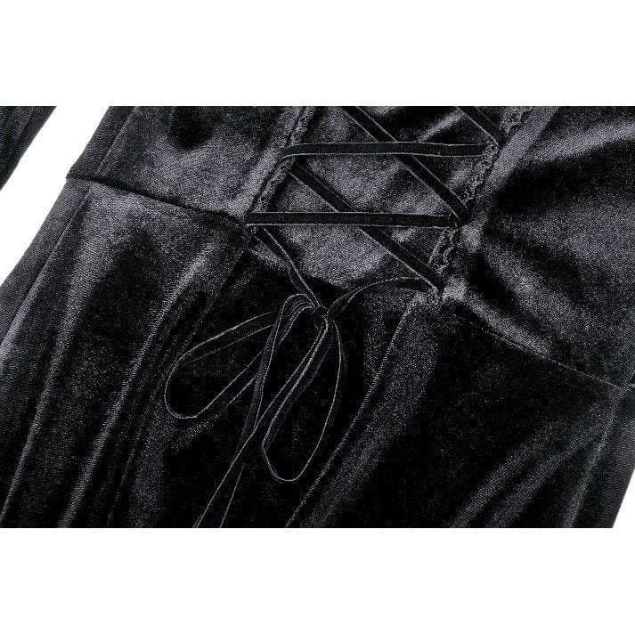 Darkinlove Women's Gothic Cutout Side Slit Velvet Party Dress