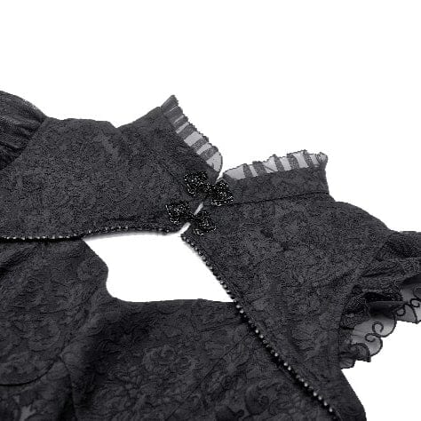 Darkinlove Women's Gothic Cutout Stand Collar Ruffled Tank Top