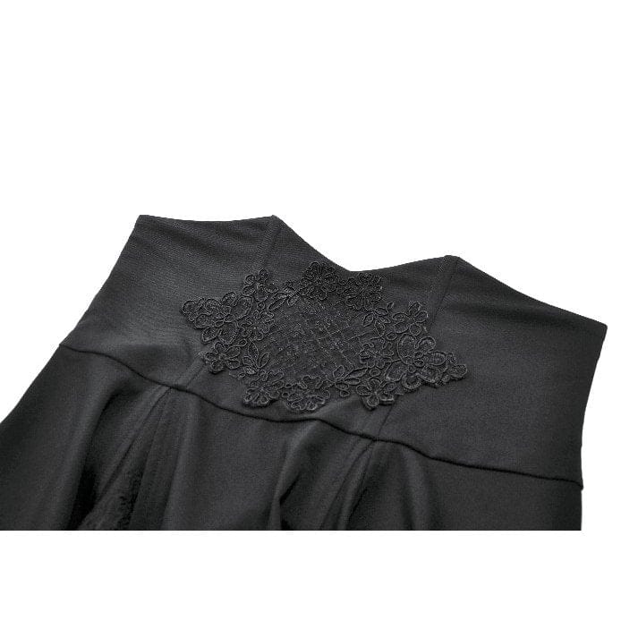 Darkinlove Women's Gothic Decal Floral Mesh High Waist Long Skirt