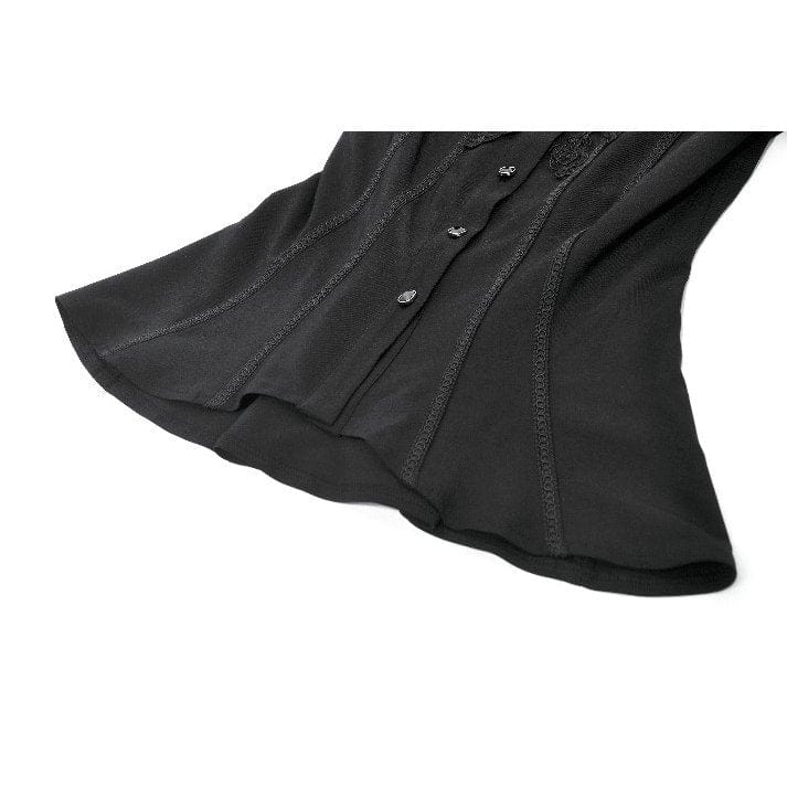 Darkinlove Women's Gothic Decal Lace Sheer Long Sleeved Shirt