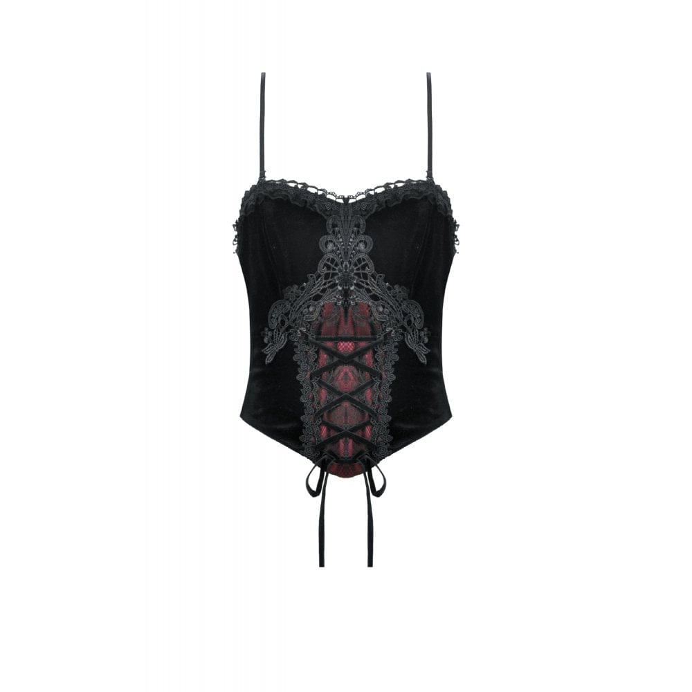 Darkinlove Women's Gothic Decal Lace-up Velvet Bustier