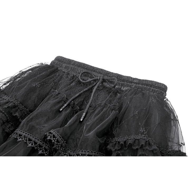 Darkinlove Women's Gothic Diamond Lace Splice Layered Tutu Skirt