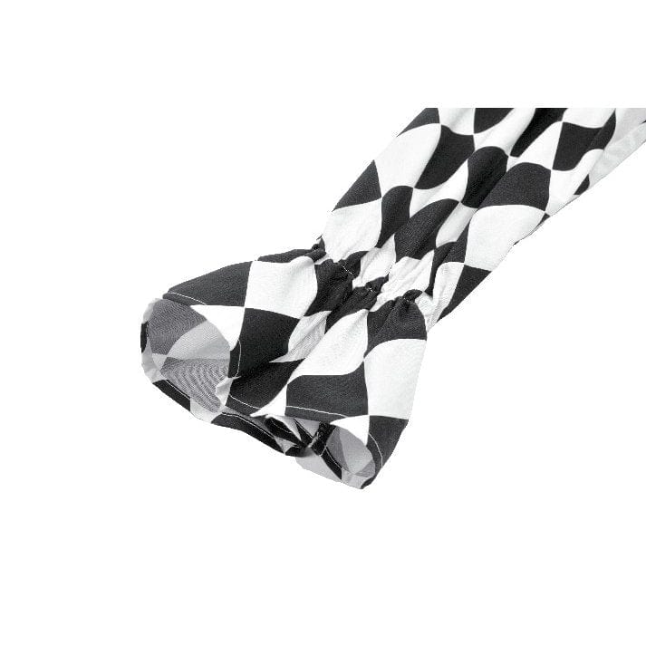 Darkinlove Women's Gothic Diamond Pattern Contrast Color Long Sleeved Shirt