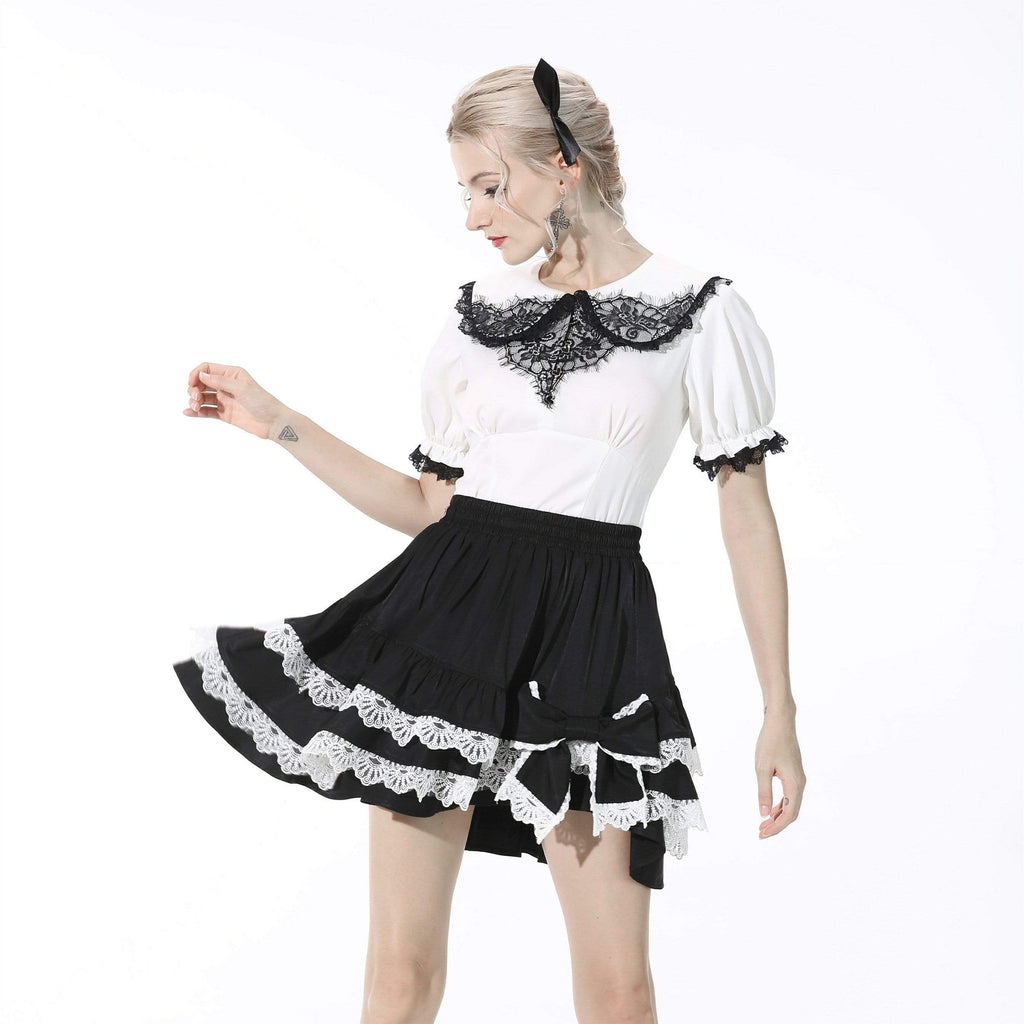 Darkinlove Women's Gothic Doll Collar Slim Fitted White Shirt