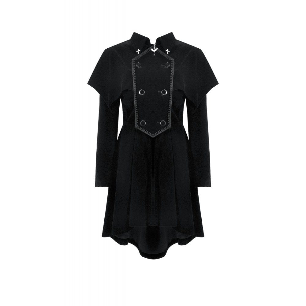 Darkinlove Women's Gothic Double-breasted Batwinged Velvet Coat