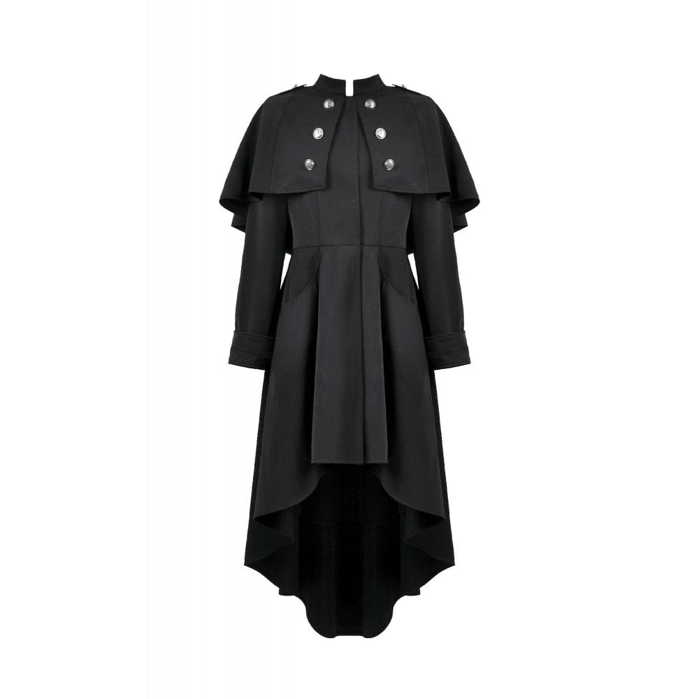 Darkinlove Women's Gothic Double-breasted High/Low Stand Collar Coat