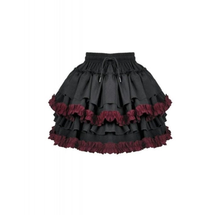 Darkinlove Women's Gothic Double Color Falbala Skirt