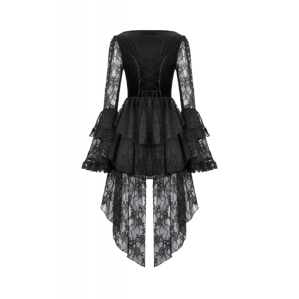 Darkinlove Women's Gothic Embroidered Cross Flared Sleeved Dress
