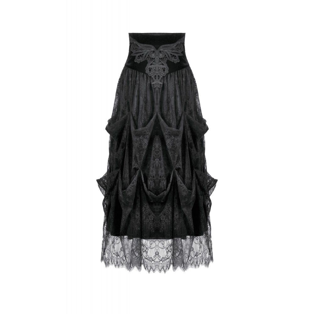 Darkinlove Women's Gothic Embroidered High-Waist Layered Cake Skirt