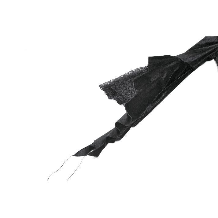 Darkinlove Women's Gothic Embroidered Mesh Splice Sheer Velvet Top