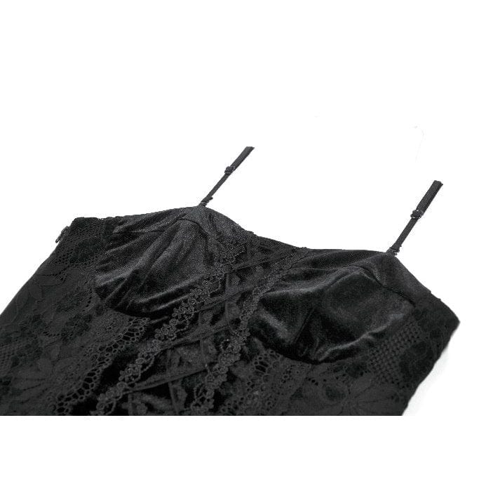 Darkinlove Women's Gothic Embroidered Ruffled Velvet Bustier