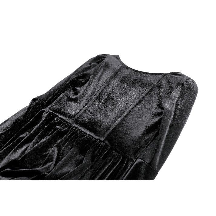 Darkinlove Women's Gothic Embroidered Square Neck Bell Sleeve Velvet Short Dress
